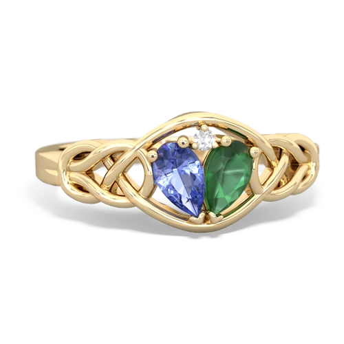 tanzanite-emerald celtic knot ring