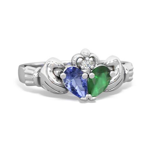 tanzanite-emerald claddagh ring