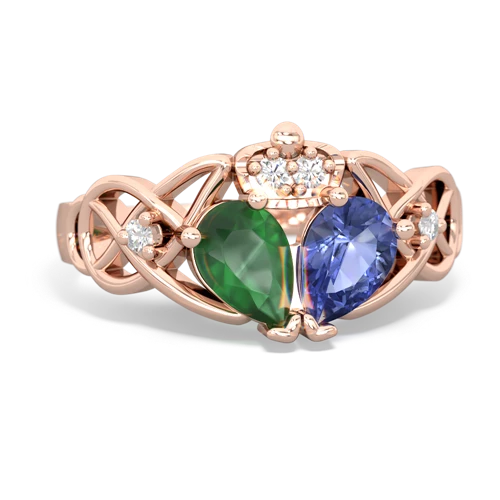 tanzanite-emerald claddagh ring