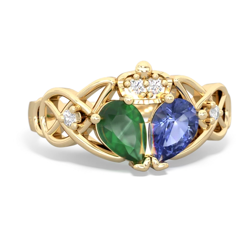 tanzanite-emerald claddagh ring