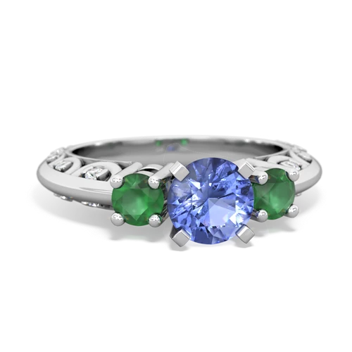 tanzanite-emerald engagement ring