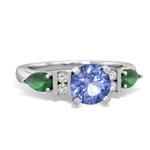 Tanzanite Genuine Tanzanite with Genuine Emerald and Lab Created Alexandrite Engagement ring Ring