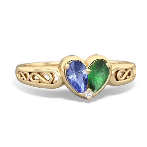 tanzanite-emerald filligree ring