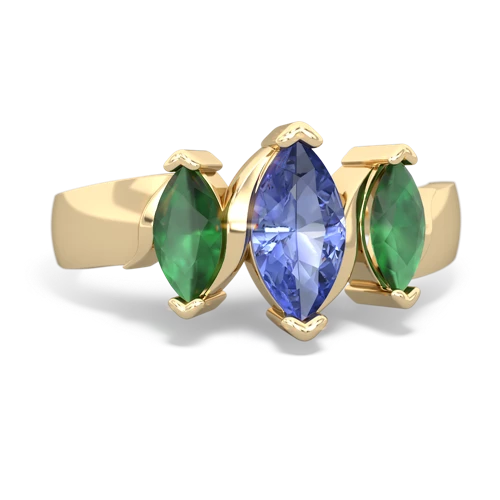 Tanzanite Genuine Tanzanite with Genuine Emerald and Lab Created Alexandrite Three Peeks ring Ring