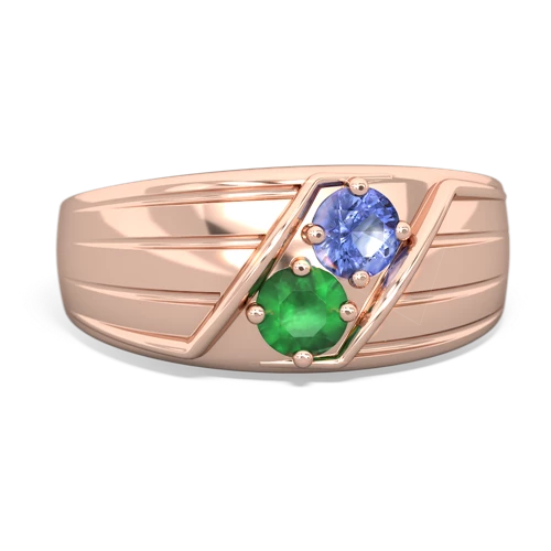 tanzanite-emerald mens ring