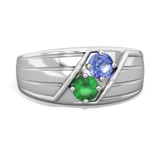 tanzanite-emerald mens ring