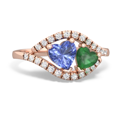 tanzanite-emerald mother child ring