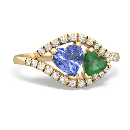 tanzanite-emerald mother child ring