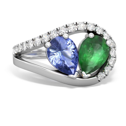 tanzanite-emerald pave heart ring