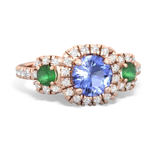 tanzanite-emerald three stone regal ring