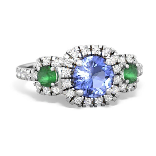 tanzanite-emerald three stone regal ring