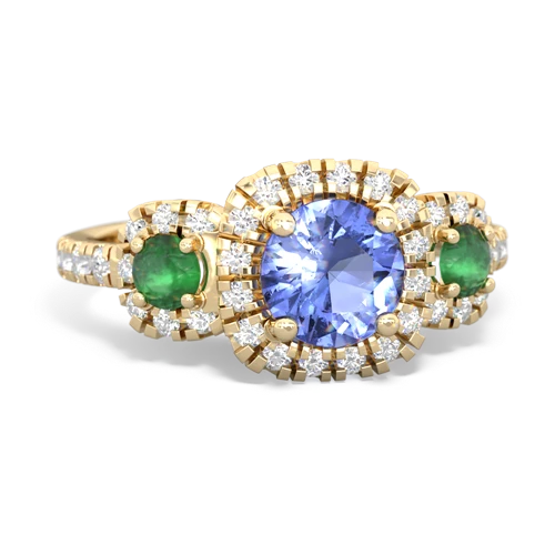 tanzanite-emerald three stone regal ring