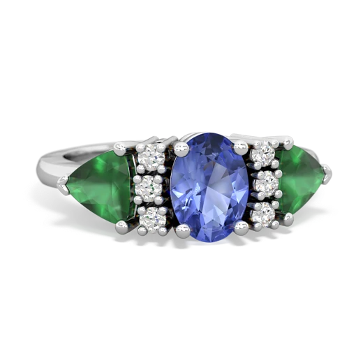 Tanzanite Genuine Tanzanite with Genuine Emerald and Lab Created Alexandrite Antique Style Three Stone ring Ring
