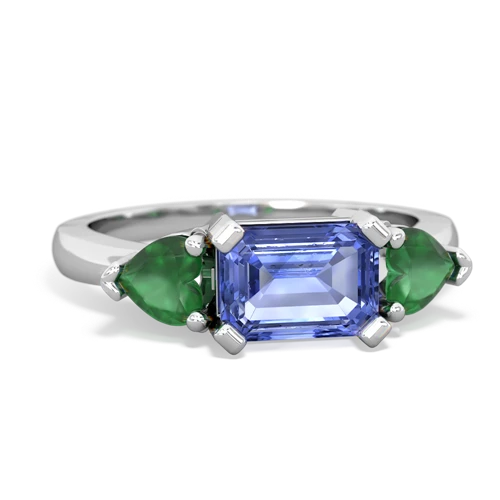 Tanzanite Genuine Tanzanite with Genuine Emerald and Genuine Tanzanite Three Stone ring Ring