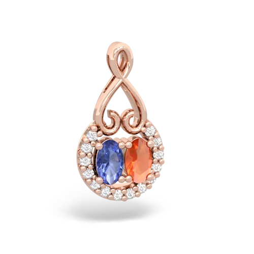 tanzanite-fire opal love nest pendant