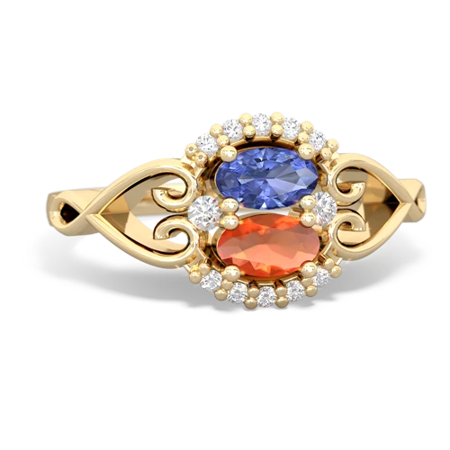 tanzanite-fire opal antique keepsake ring