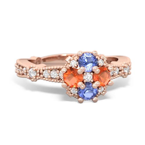 tanzanite-fire opal art deco engagement ring