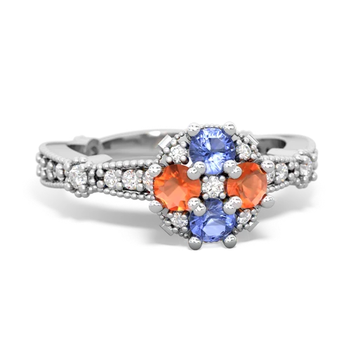 tanzanite-fire opal art deco engagement ring