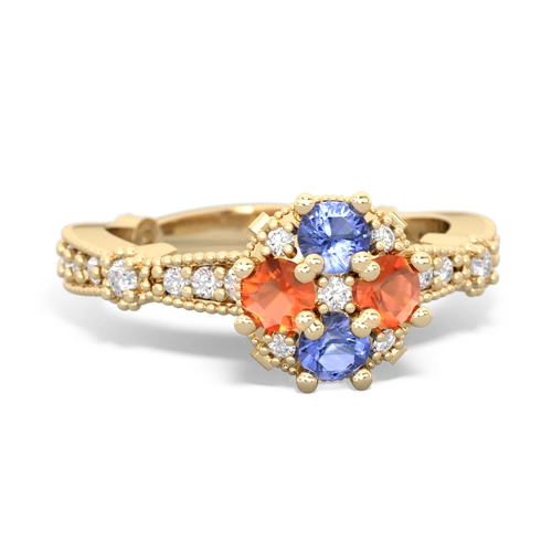 tanzanite-fire opal art deco engagement ring