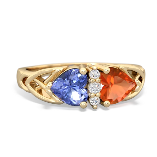 tanzanite-fire opal celtic ring