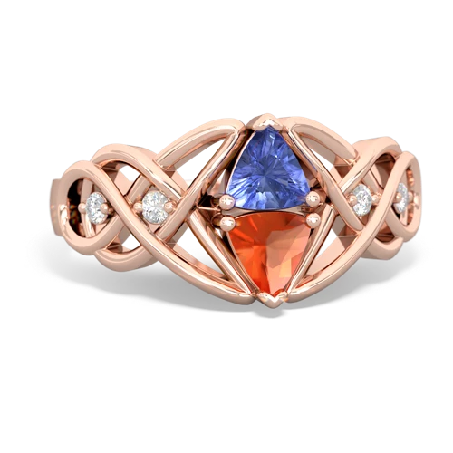 tanzanite-fire opal celtic knot ring