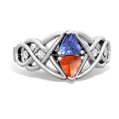 tanzanite-fire opal celtic knot ring