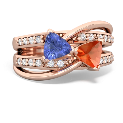 tanzanite-fire opal couture ring