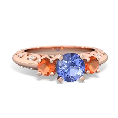tanzanite-fire opal engagement ring
