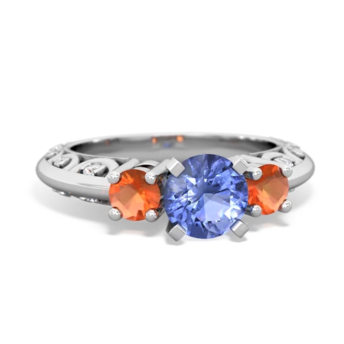 tanzanite-fire opal engagement ring