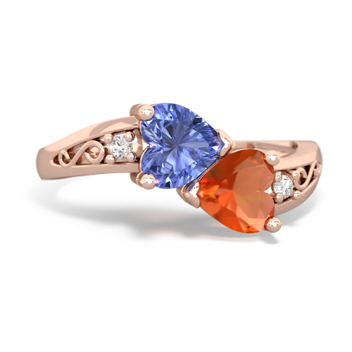 tanzanite-fire opal filligree ring