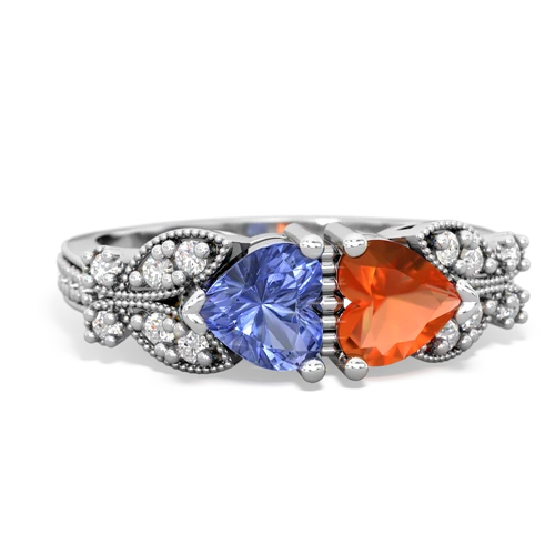 tanzanite-fire opal keepsake butterfly ring