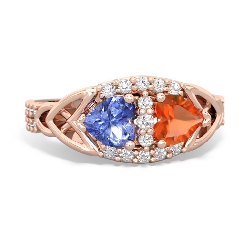 tanzanite-fire opal keepsake engagement ring