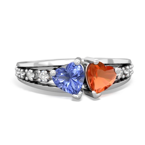 tanzanite-fire opal modern ring