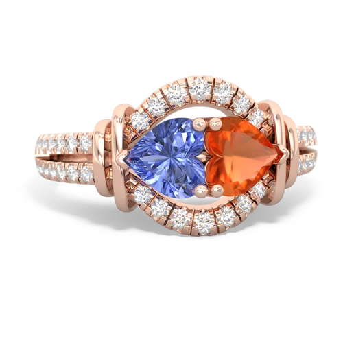 tanzanite-fire opal pave keepsake ring