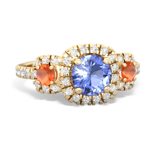 Tanzanite Genuine Tanzanite with Genuine Fire Opal and Lab Created Alexandrite Regal Halo ring Ring