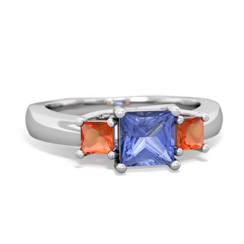 Tanzanite Genuine Tanzanite with Genuine Fire Opal and Genuine Citrine Three Stone Trellis ring Ring