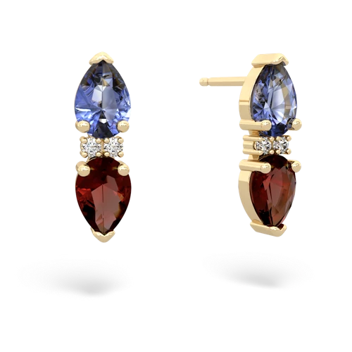 tanzanite-garnet bowtie earrings