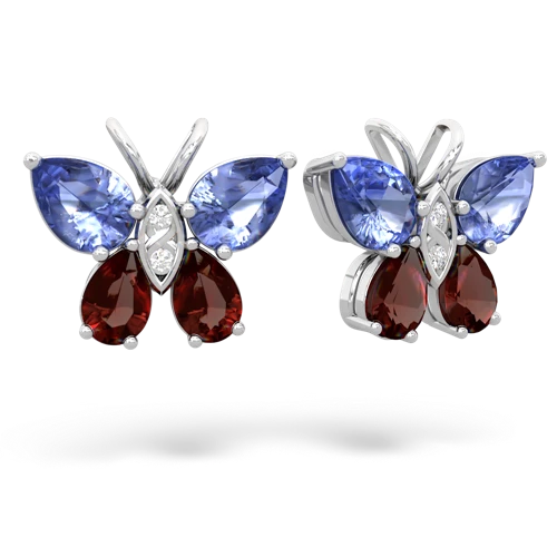 tanzanite-garnet butterfly earrings