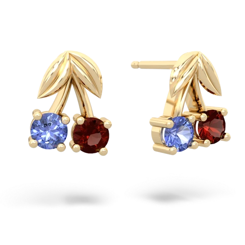 tanzanite-garnet cherries earrings