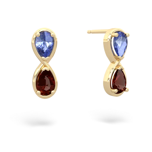 tanzanite-garnet infinity earrings