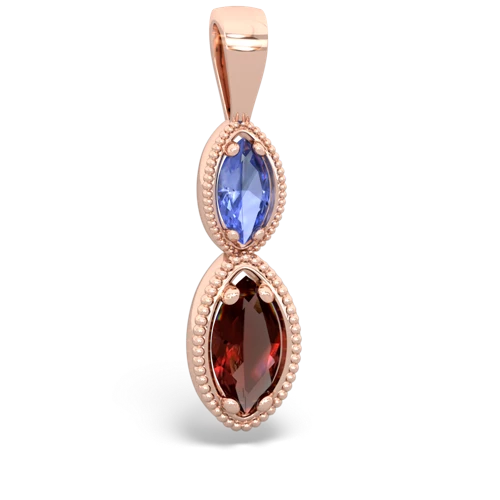 tanzanite-garnet antique milgrain pendant