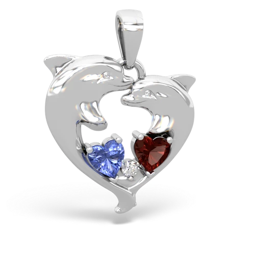 tanzanite-garnet dolphins pendant