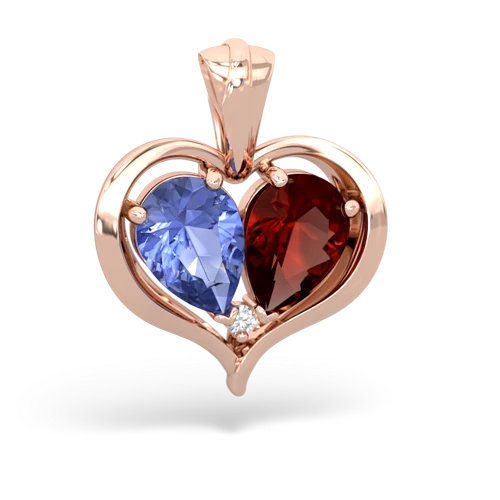 tanzanite-garnet half heart whole pendant