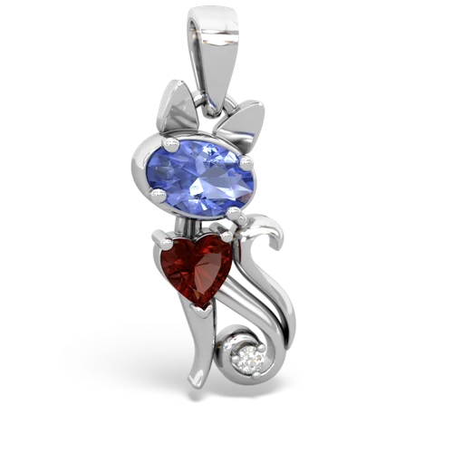 tanzanite-garnet kitten pendant