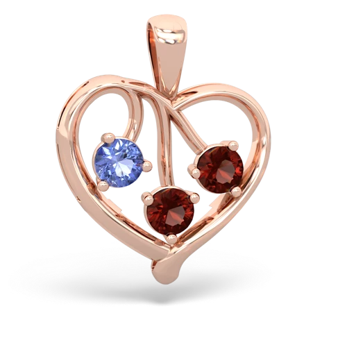 tanzanite-garnet love heart pendant