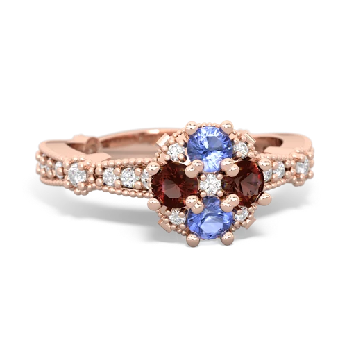 tanzanite-garnet art deco engagement ring