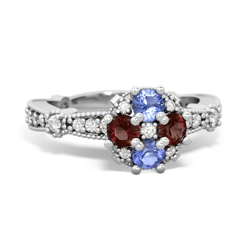 tanzanite-garnet art deco engagement ring