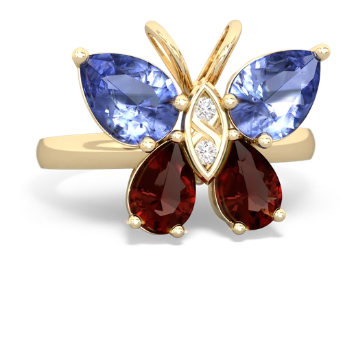 tanzanite-garnet butterfly ring