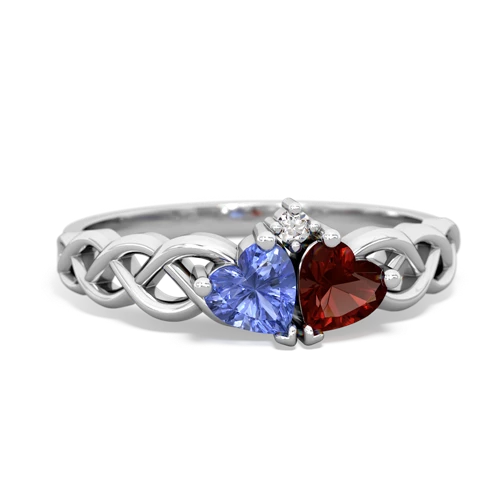 tanzanite-garnet celtic braid ring