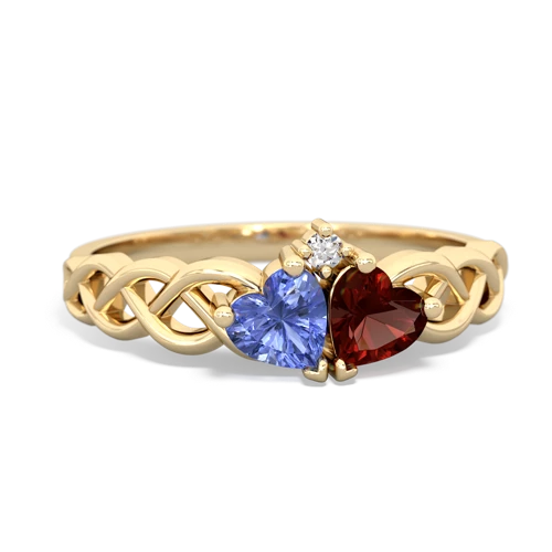 tanzanite-garnet celtic braid ring